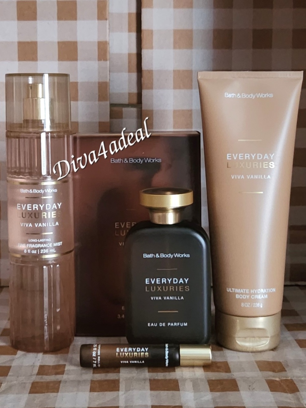 Bath & Body Works Everyday Luxuries VIVA VANILLA 3.4 FL OZ 4PC Collection Bundle